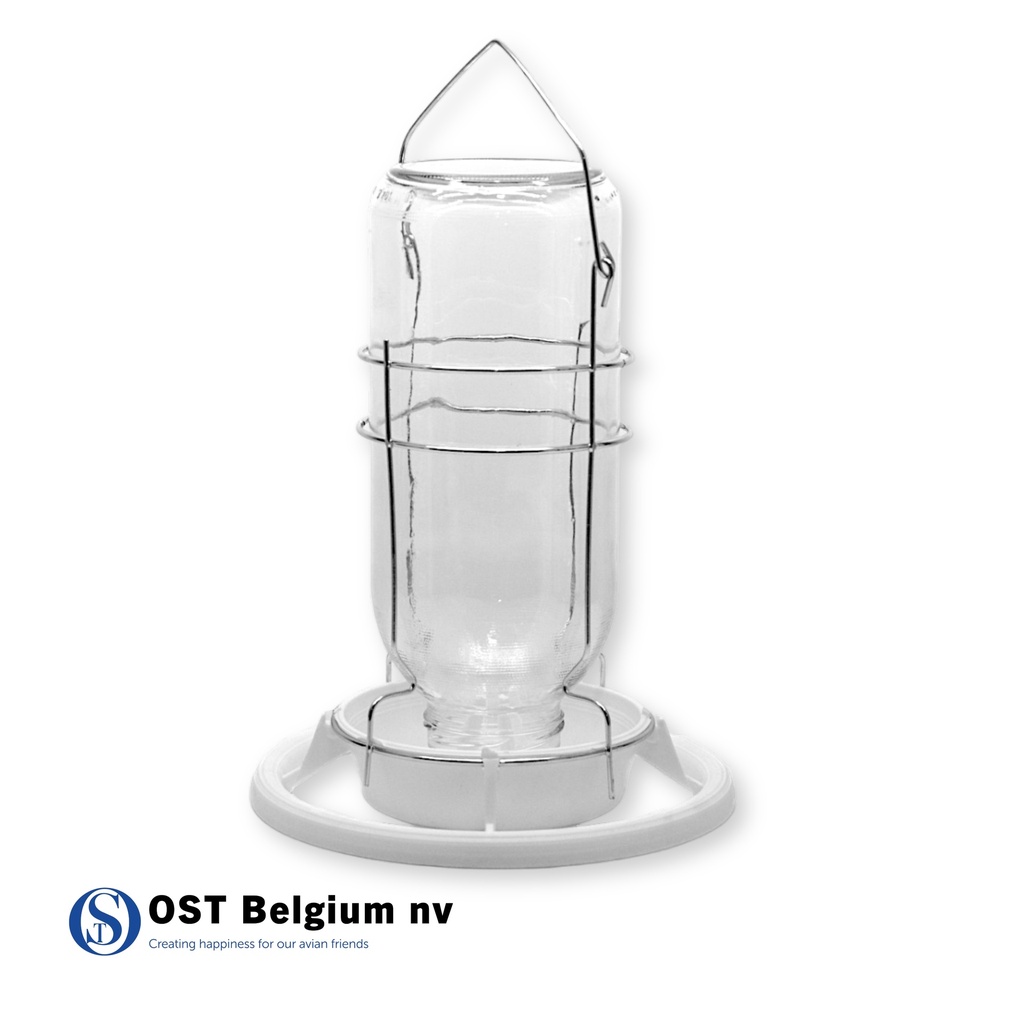 Flaschenfeder mit Flasche aus Glas