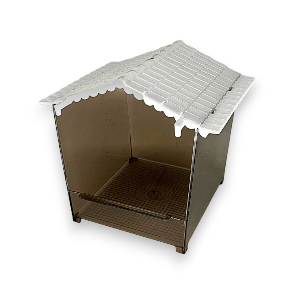 Bain d'oiseaux chalet fumee / blanc